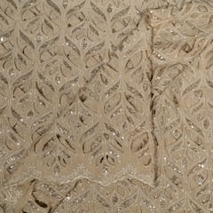 Beige Colour Crepe Cutwork Fabric