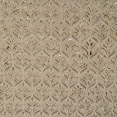 Beige Colour Crepe Cutwork Fabric