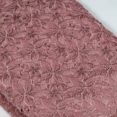 Onion Pink Colour Crepe Cutwork Fabric