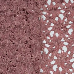 Onion Pink Colour Crepe Cutwork Fabric