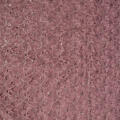 Onion Pink Colour Crepe Cutwork Fabric