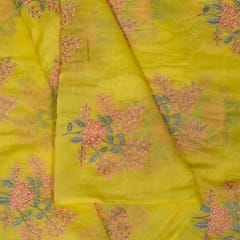 Yellow Colour Mal Chanderi Embroidered Fabric
