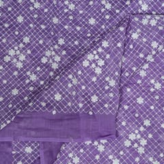 Lavender Colour Mal Chanderi Embroidered Fabric