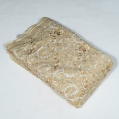 Fawn Colour Mal Chanderi Embroidered Fabric
