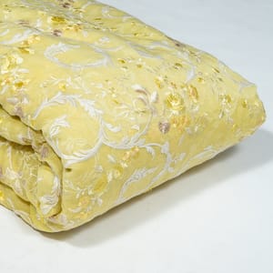 Yellow Color Mal Chanderi Embroidered Fabric