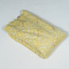 Yellow Colour Mal Chanderi Embroidered Fabric