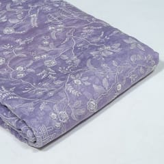 Lavender Colour Mal Chanderi Embroidered Fabric