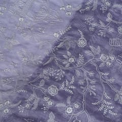 Lavender Colour Mal Chanderi Embroidered Fabric