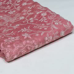 Gajree Colour Mal Chanderi Embroidered Fabric