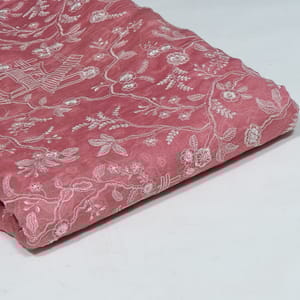 Gajree Color Mal Chanderi Embroidered Fabric