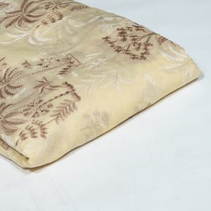 Light Yellow Color Mal Chanderi Embroidered Fabric