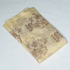 Light Yellow Colour Mal Chanderi Embroidered Fabric