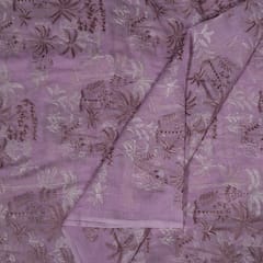 Lavender Colour Mal Chanderi Embroidered Fabric