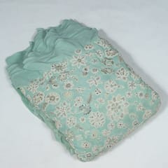 Green Colour Georgette Embroidered Fabric