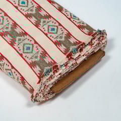 Red Colour Poly Cotton Jacquard Fabric