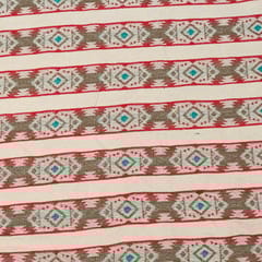 Red Colour Poly Cotton Jacquard Fabric