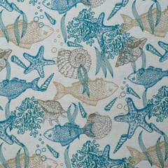 Blue Colour Poly Cotton Jacquard Fabric