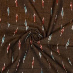 Brown Colour Cotton Ikat Fabric