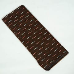 Brown Colour Cotton Ikat Fabric