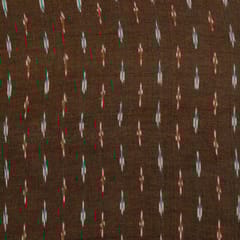 Brown Colour Cotton Ikat Fabric