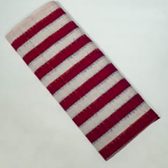Maroon and White Colour Cotton Ikat Fabric