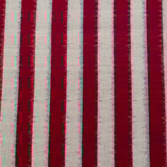 Maroon and White Colour Cotton Ikat Fabric