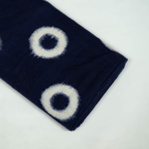 Blue and White Color Cotton Ikat Fabric