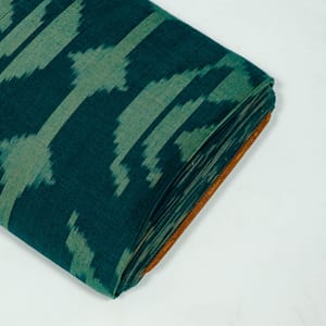 Green Color Cotton Ikat Fabric