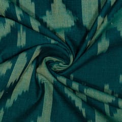 Green Colour Cotton Ikat Fabric