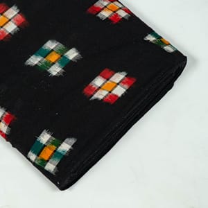 Black Color Cotton Ikat Fabric