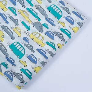 White Color Cotton Printed Fabric (1.70Meter Piece)