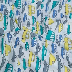 White Colour Cotton Printed Fabric (1.70Meter Piece)