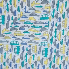 White Colour Cotton Printed Fabric (1.70Meter Piece)