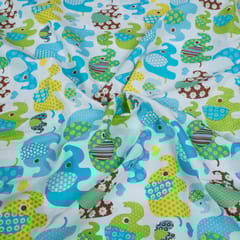 White Colour Cotton Printed Fabric (1.20Meter Piece)