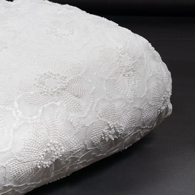 Dyeable Georgette Embroidered Fabric (90CM Piece)