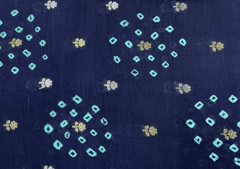 Chenia Silk Zari Tie And Dye Navy Blue Floral