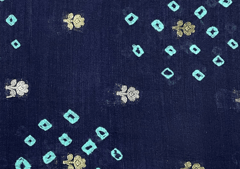 Chenia Silk Zari Tie And Dye Navy Blue Floral