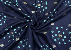 Chenia Silk Zari Tie And Dye Navy Blue Floral