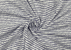 Printed Cotton Slub White Blue Abstract