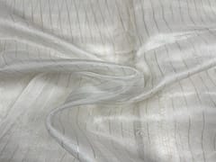 Dyeable Pure Organza White Zari Stripes