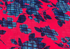 Georgette Red Blue Abstract