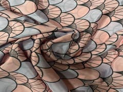Printed Crepe Peach Lavender Geometric