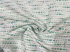 Printed Cotton Mul Blue Geometric Stripes