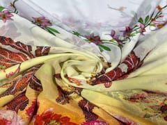 Imported Georgette Orange Ombre Floral