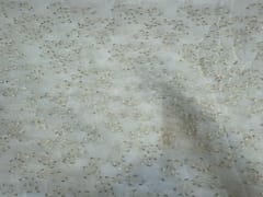 Dyeable Embroidered Georgette White Floral 2