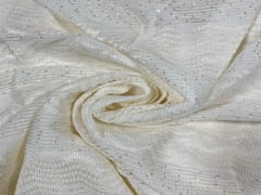 Dyeable Embroidered Georgette White Stripes 1