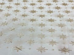 Dyeable Embroidered Georgette White Golden Geometric 2