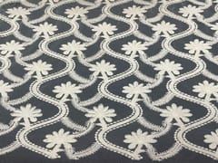 Dyeable Embroidered Net White Floral Waves