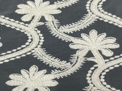 Dyeable Embroidered Net White Floral Waves