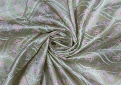 Embroidered Dupion Silk Pista Green Floral